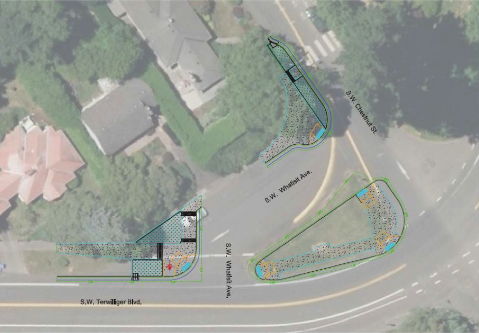 Figure 2: Neighborhood Greenway Project at SW Terwilliger Blvd. at SW Chestnut St and SW 6tht (image from PBOT)