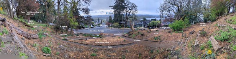 Annotated panorama of the Walpole Garden
